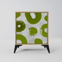 SIDEBOARD GREEN RHAPSODY, Eichefarben, 57,5x42x70,5 cm, Schwarze Metall-Sternfüße - Eichefarben/Multicolor, Holzwerkstoff/Metall (57.5/70.5/42cm) - SpaceRebels
