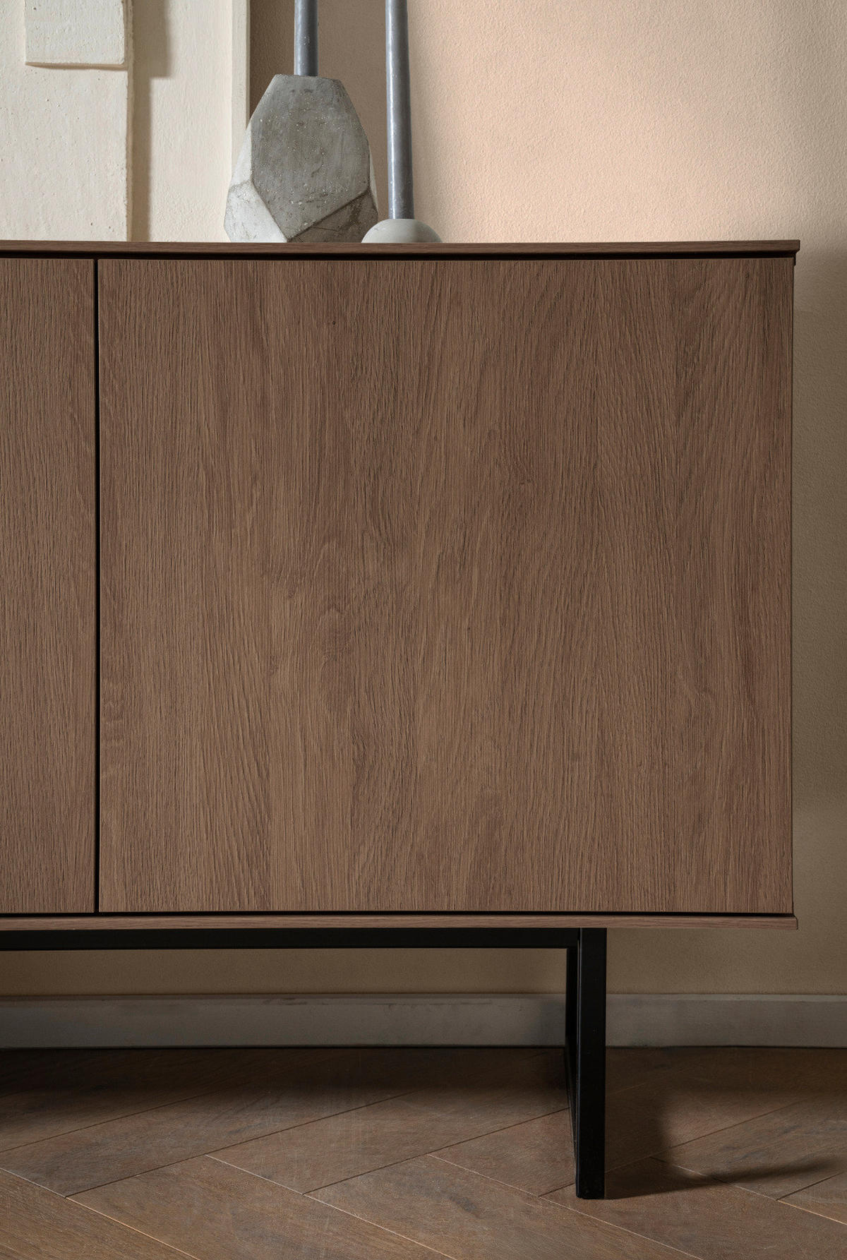 TV-LOWBOARD Nussbaum 150 x 70 cm, TV Unterteil mit Push-to-Open und Komforthöhe - Nussbaumfarben/Schwarz, Holzwerkstoff/Metall (150/70/40cm) - Furn.Design
