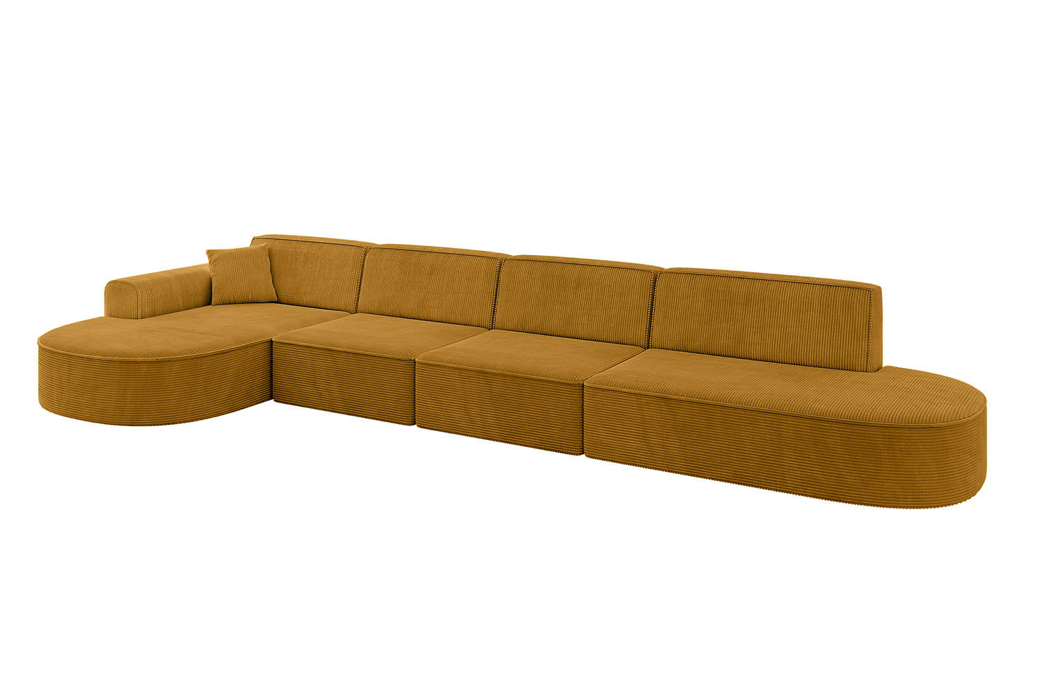 ALTDECOR ROHOVÁ SEDACÍ SOUPRAVA s otomanem vlevo MARI-L3 – 413 × 171 × 79 cm, hořčicově žlutý manšestr