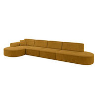 ECKSOFA Ottomane Links MARI-L3 - 402x163x73,5 cm Senfgelb Cord - Gelb/Schwarz, Holzwerkstoff/Kunststoff (165/406cm) - ALTDECOR
