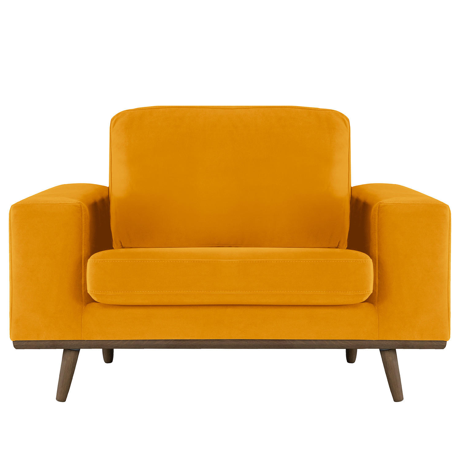 SESSEL - Eichefarben/Gelb, Textil (122/81/88cm) - home24