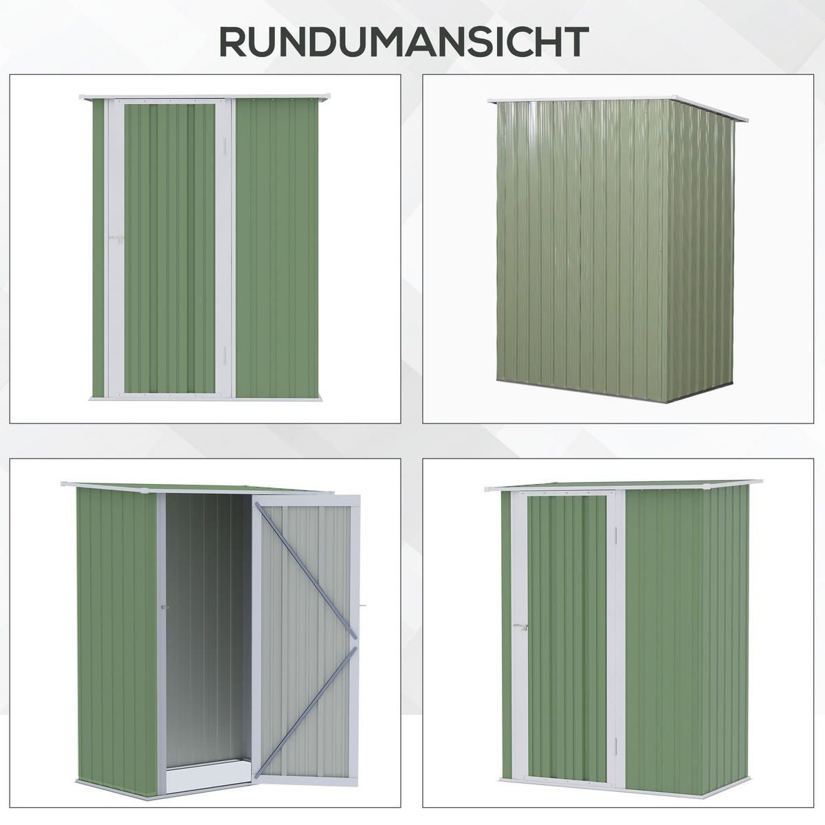 GERÄTEHAUS, Gartenhaus, Geräteschuppen mit Tür, Outdoor, Stahl, Grün - Grün, Metall (84/189/142cm) - Outsunny