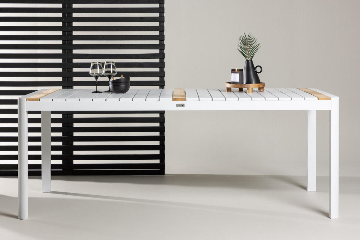 GARTENESSTISCH TOGO Weiß 100x200x75 cm - Weiß, Metall (200/100/75cm) - FURNLUX