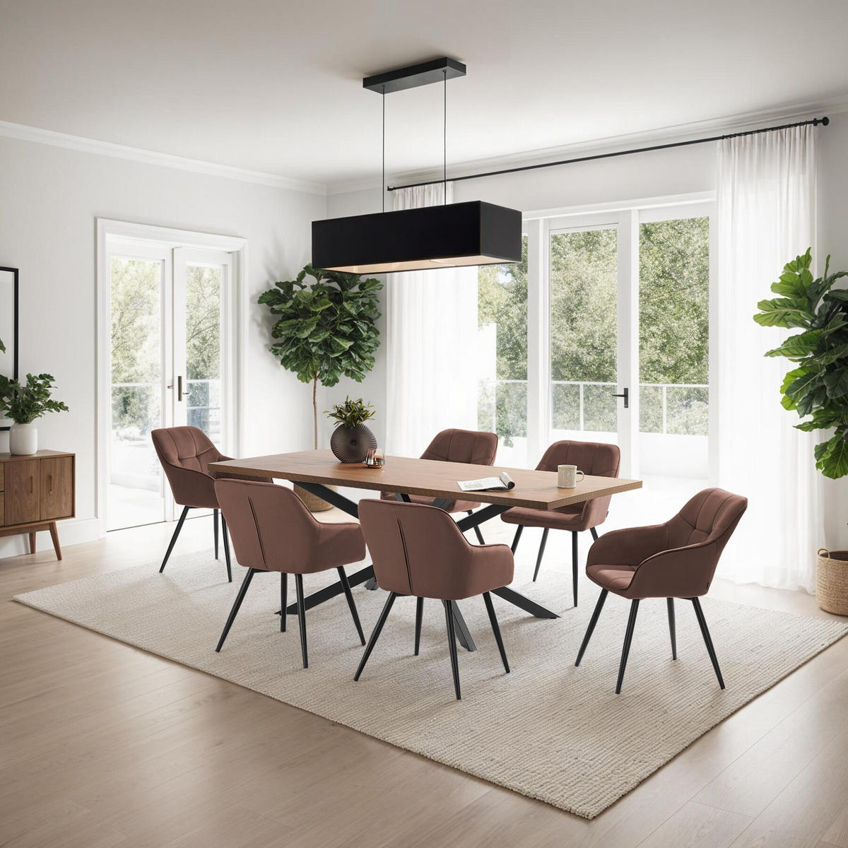 ESSZIMMERSTUHL 6er Set Marilyn 58 x 62 x 82 cm braun/schwarz - Schwarz/Braun, Kunststoff (58/82/62cm) - tectake