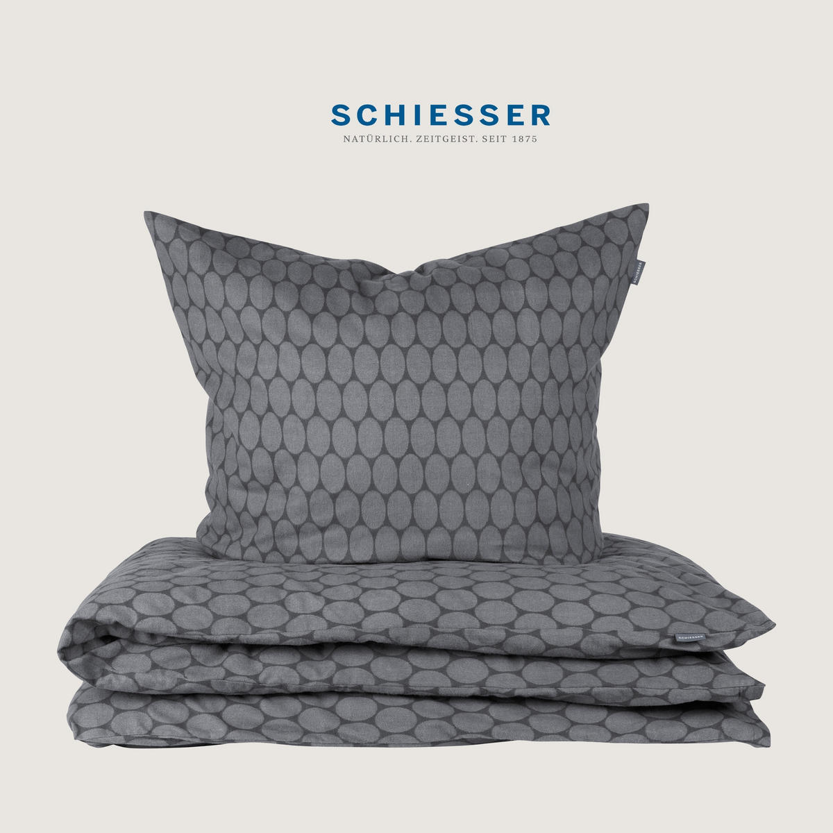BETTWÄSCHESET Drops - Feinbiber - 2-teilig - 135 x 200 cm - Grau - Grau, Textil (135/200cm) - SCHIESSER
