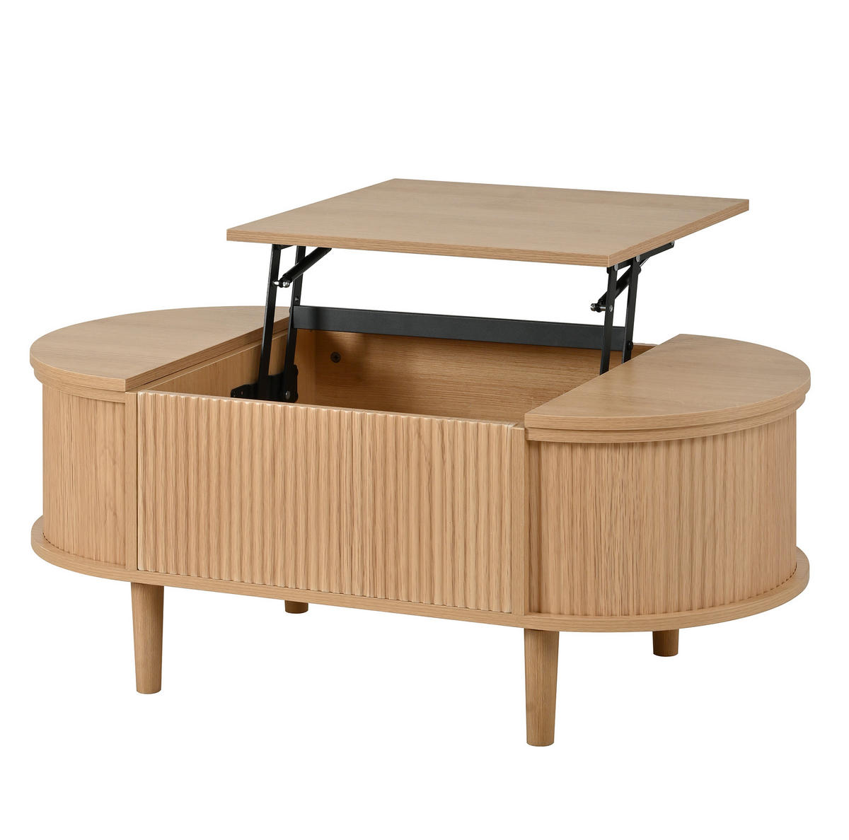 COUCHTISCH 100/48/53,5 cm mit höhenverstellbarer Tischplatte und Stauraum, Eiche - Eichefarben, Holzwerkstoff (100/48/53.5cm) - Redom