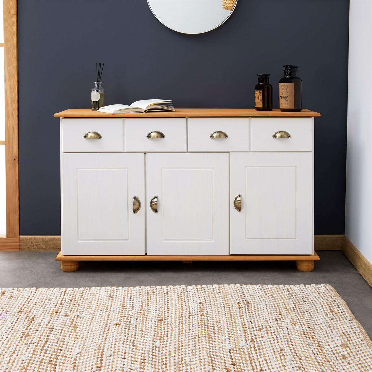 SIDEBOARD COLMAR - Weiß/Braun, Holz (116/74/35cm) - IDIMEX