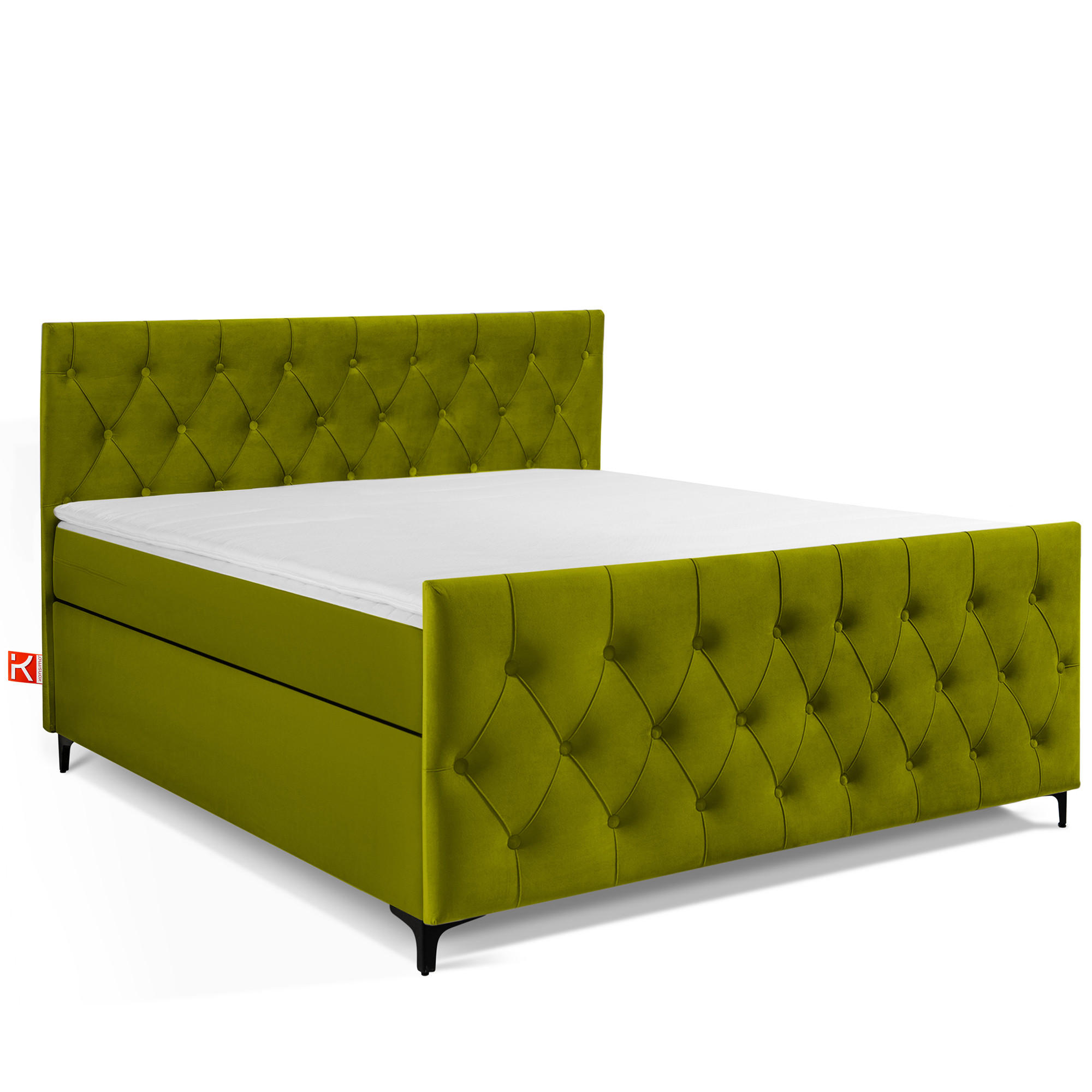 POLSTERBETT ARDEA, Oliv - Schwarz/Olivgrün, Holz/Holzwerkstoff (160/200cm) - KONSIMO®