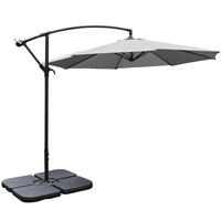 AMPELSCHIRM mit befüllbarer Kunststoff-Sockel und Kreuzständer aus Polyester Metall in Hellgrau drehbar 360° neigbar 60° 3 x 2.6m - Grau, Metall (300/240cm) - Livingandhome