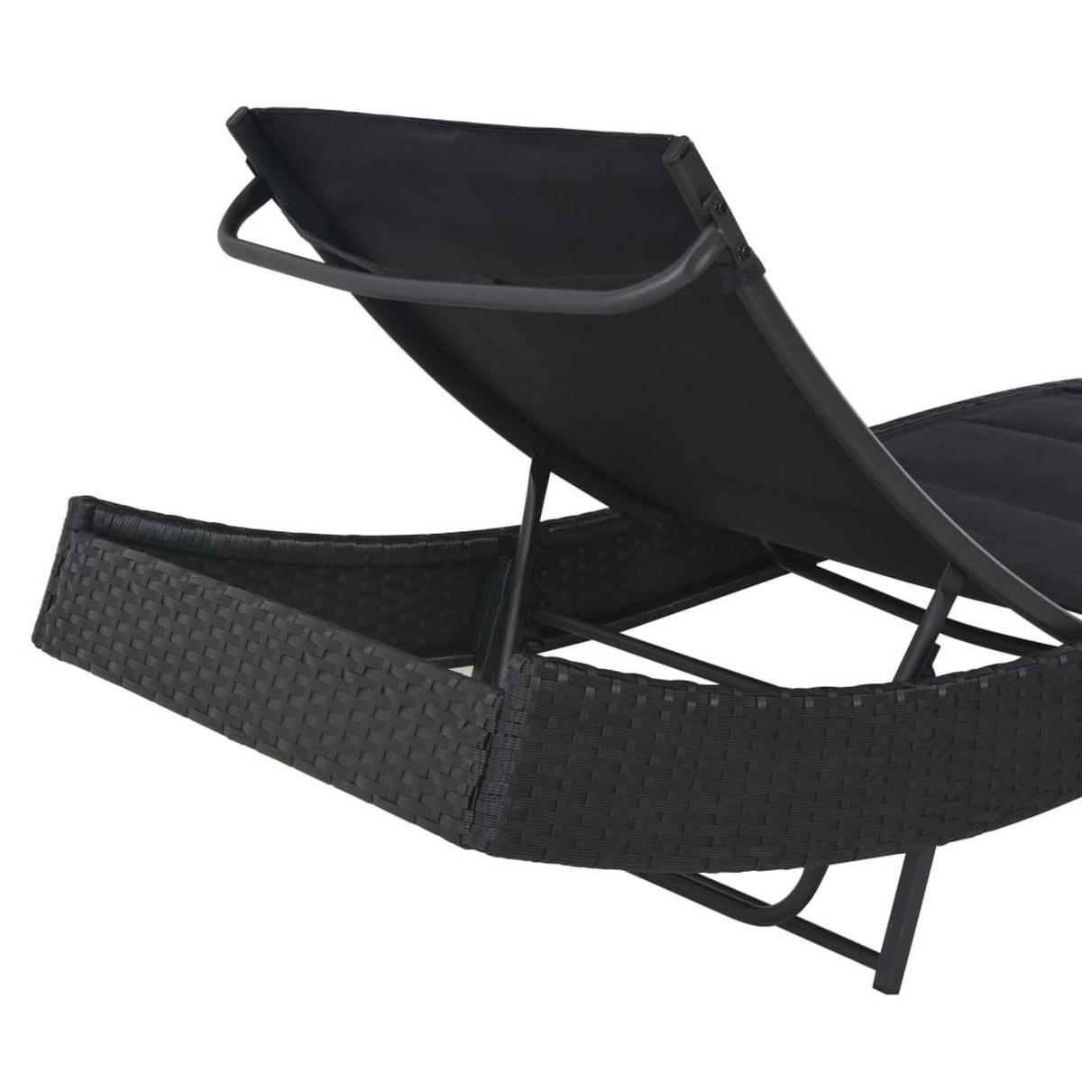 SONNENLIEGE Poly Rattan und Textilene Schwarz - Schwarz, Kunststoff (70/91.5/213cm) - furnicato