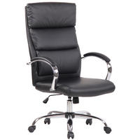 BÜROSTUHL Bradley, Kunstleder Schwarz - Schwarz, Textil/Metall (64/122/70cm) - TPFLiving