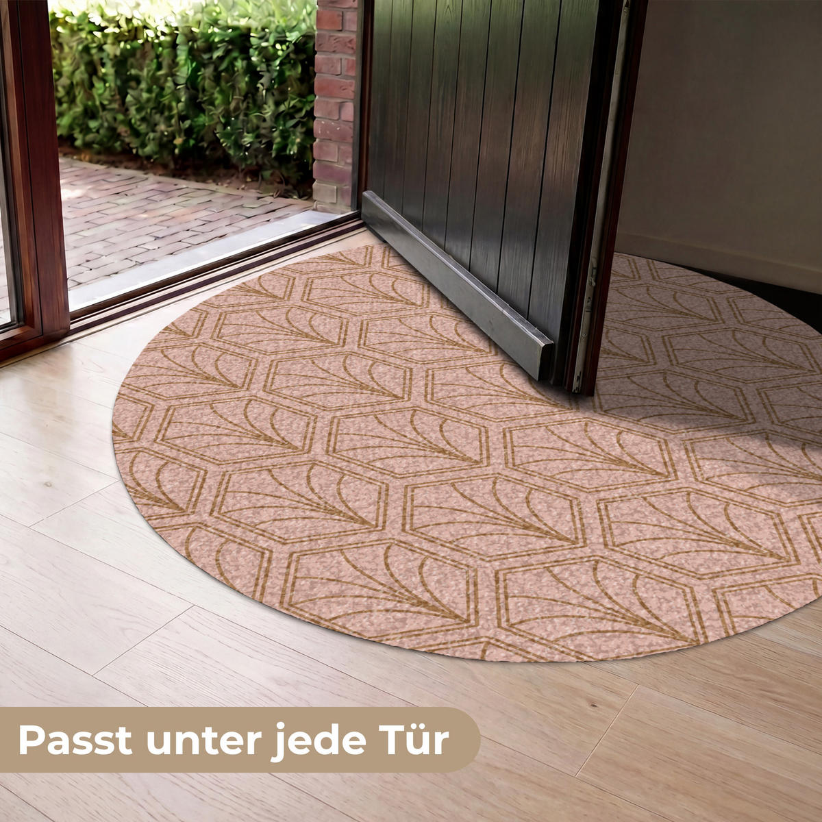 FUSSMATTE Lachsrosa - Muster - Geometrisch Schmutzfangmatte 120x120 cm - Altrosa, Kunststoff (120/120cm) - MuchoWow