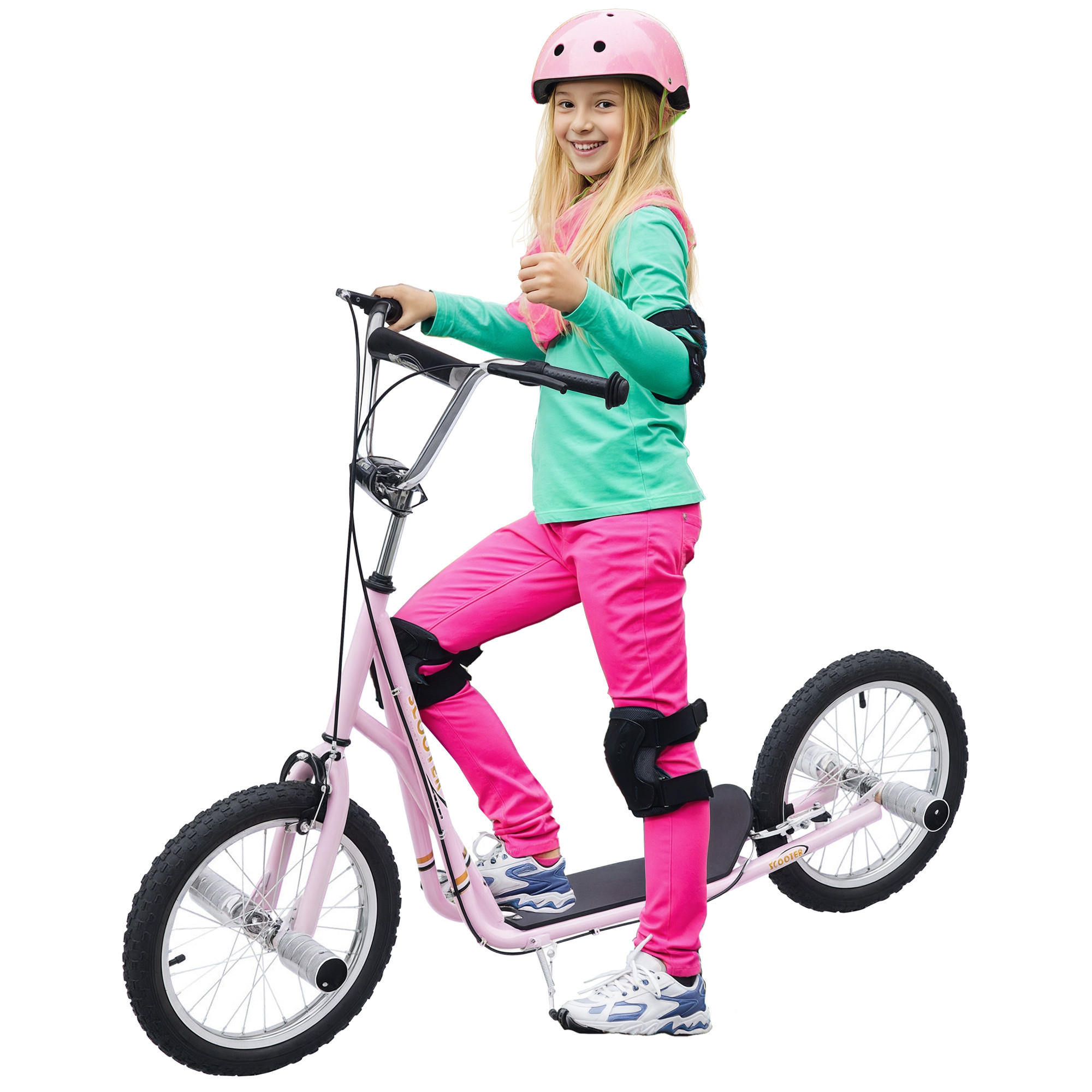 KINDERSCOOTER DE-16934 Große Luftreifen 41 cm mit Pegs Rosa - Pink, Metall (143/58/100cm) - ComfortXL