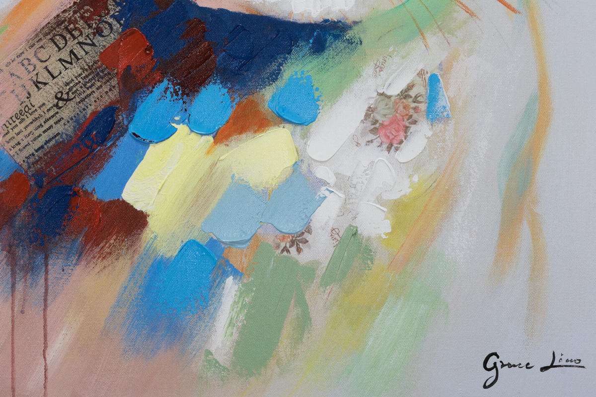 ACRYLBILD HANDGEMALT 70/100 cm - Weiß, Holz/Textil (70/100cm) - KUNSTLOFT