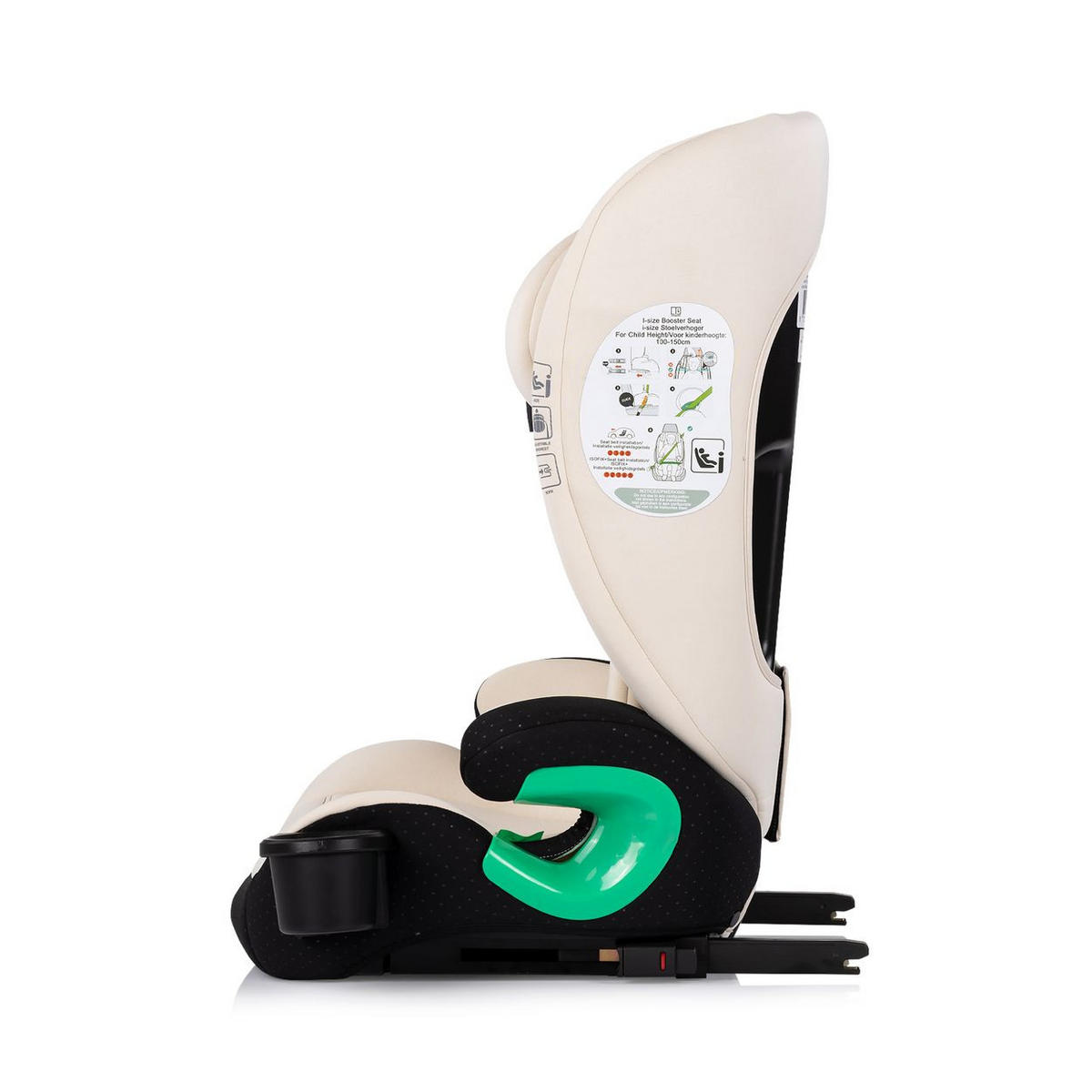 KINDERSITZ Patrol i-Size beige Isofix (100-150cm) Kopfstütze Getränkehalter - Beige, Kunststoff (44/58/51cm) - Chipolino