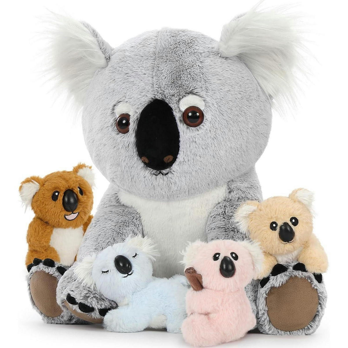 PLÜSCHTIER Koala mit 4 Babys 45 cm Grau-weiß - Multicolor, Textil (43/45cm)