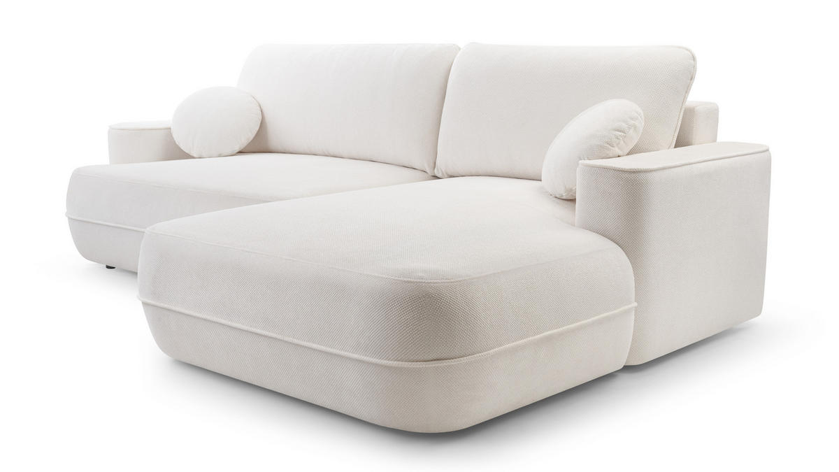 ECKCOUCH L Form Peoni Weiß 267/168/87 cm mit Schlaffunktion R - Schwarz/Weiß, Kunststoff/Textil (267/168cm) - AX Living