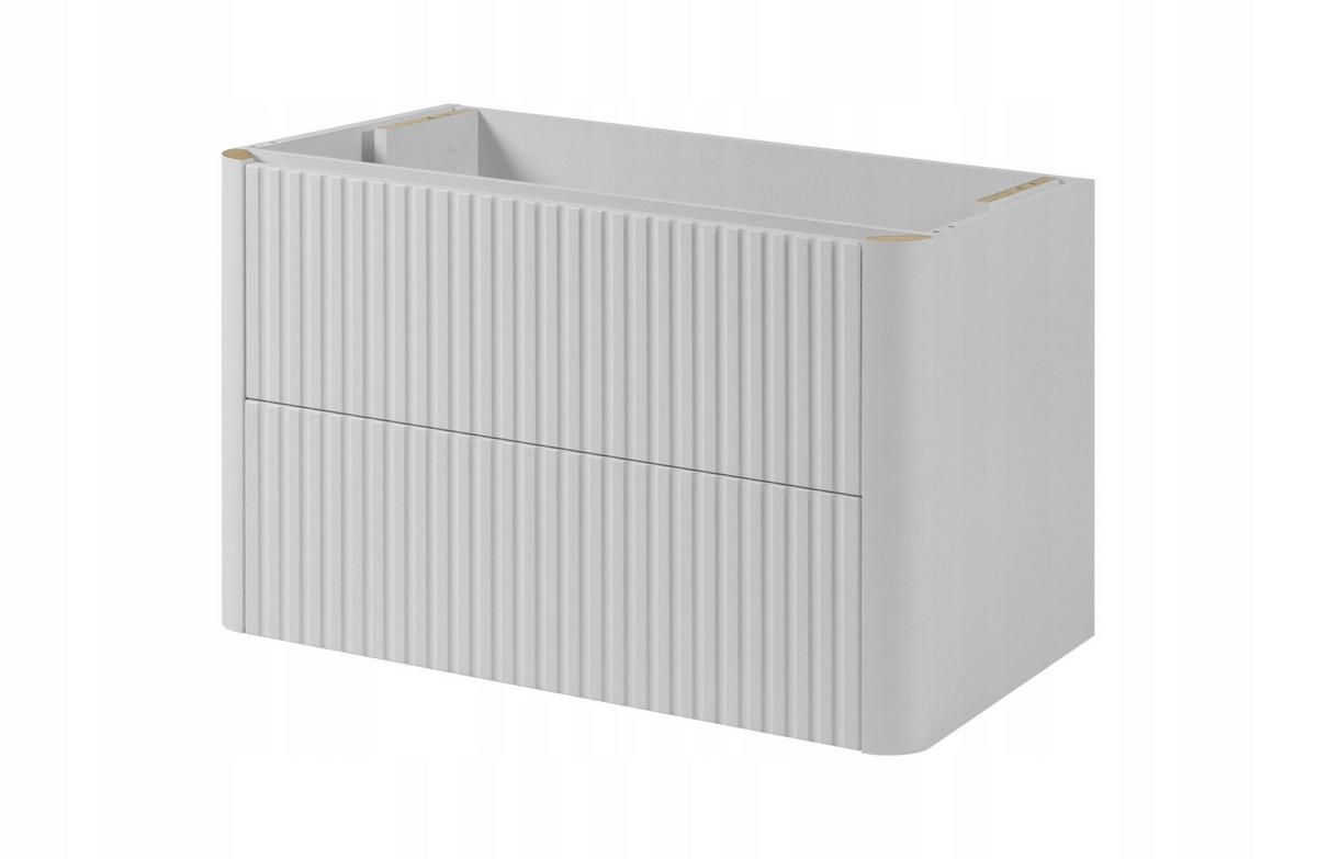 WASCHBECKENUNTERSCHRANK LINEA hängend geriffelt Weiß matt 80/48/44 cm - Weiß, Holzwerkstoff (80/48.4/43.7cm) - Rodan