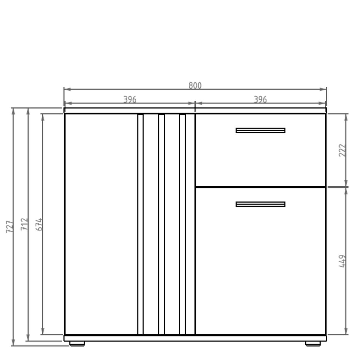 KOMMODE FERIO Kombikommode, Modern - Weiß, Holzwerkstoff (80/73/35cm) - KONSIMO®