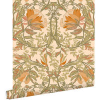 TAPETE Blumenmuster im Jugendstil 50 x 900 cm - Orange, Papier (50/900cm) - ESTAhome