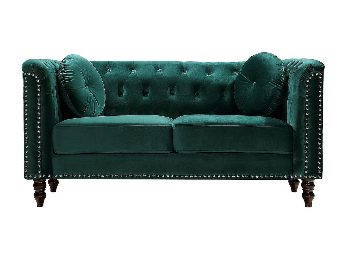 SOFA 2-Sitzer - Samt - Grün - TURNER - Grün, Textil (163/79/77cm) - Vente-Unique