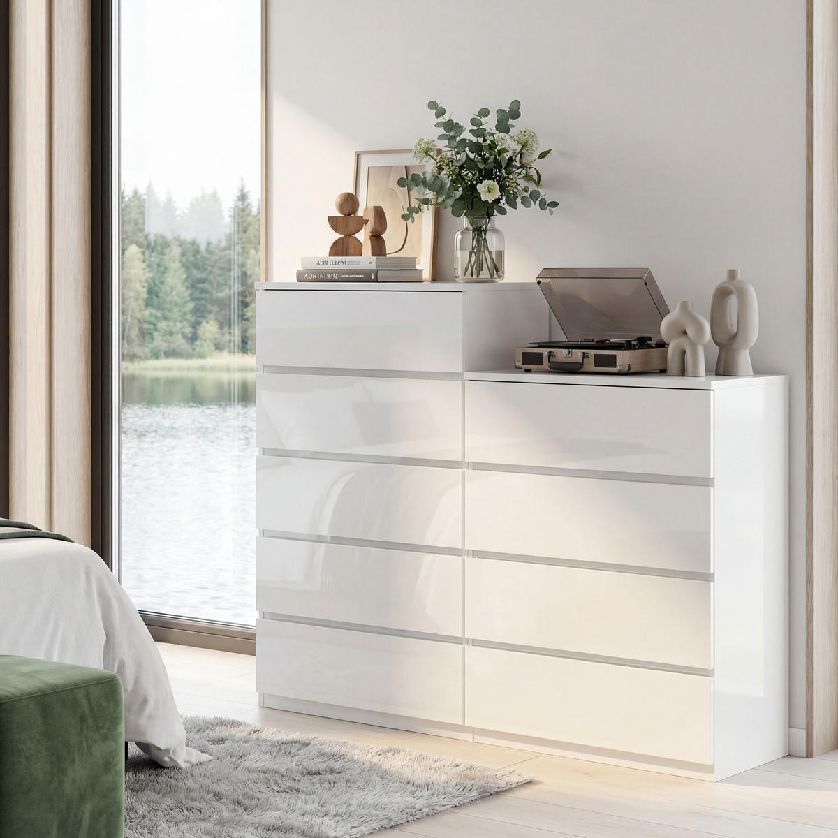 KOMMODE Weiß grifflos 60/40/80 cm - Weiß, Holzwerkstoff (60/80/40cm) - PANGIVO