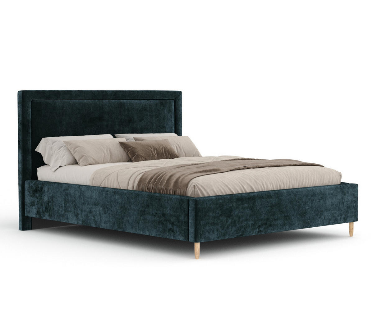 POLSTERBETT Ordina Türkisfarben 140/200 cm im Chenille-Stoff - Türkis/Naturfarben, Holz/Holzwerkstoff (140/200cm) - Maison de Reve