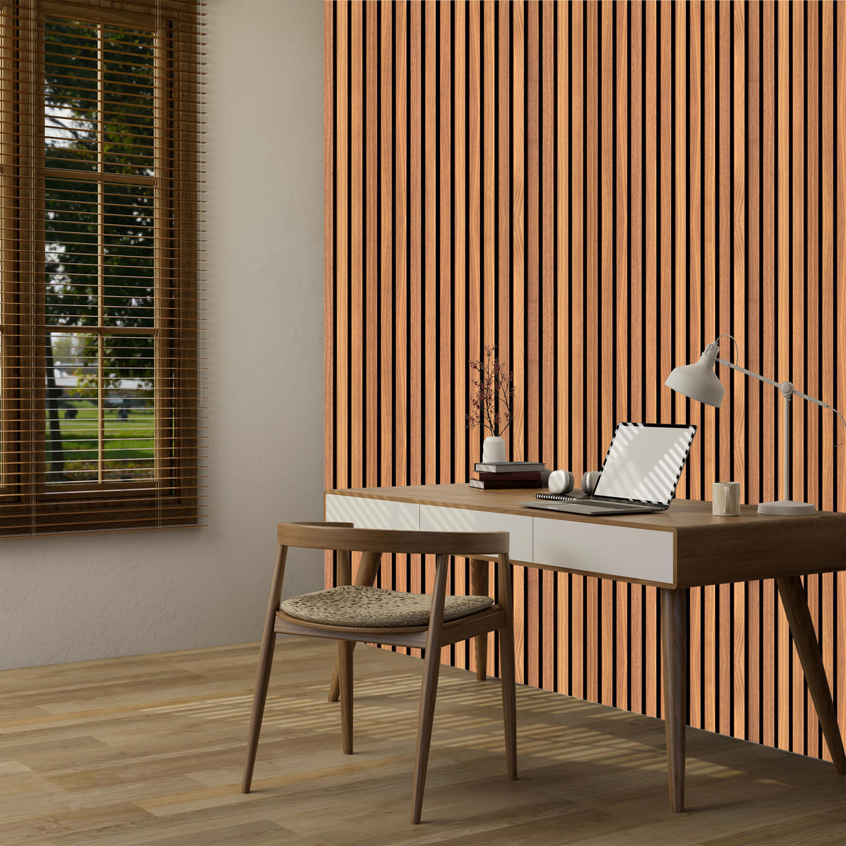 VLIESTAPETE Holzlamellen in 3D-Optik – Braun, Schwarz – 50x1000 cm - Schwarz/Braun, Papier (50/1000cm) - Muralo
