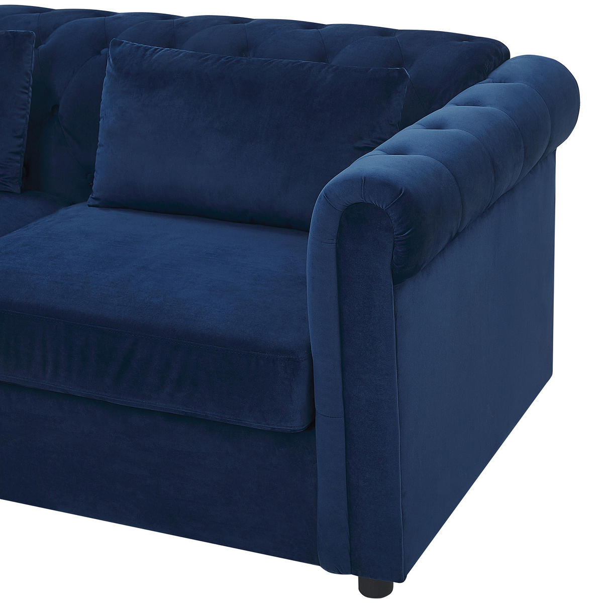 3-SITZER-SCHLAFSOFA Samtstoff Kobaltblau Chesterfield - Hellblau, Textil (200/75/90cm) - Beliani