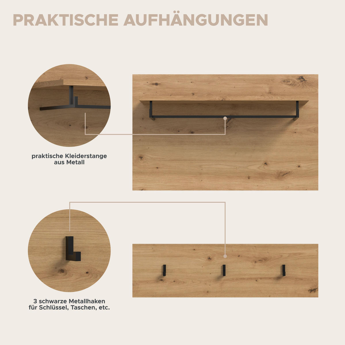GARDEROBEN-SET 4tlg. Nova (B/H/T: 160x190x37 cm) in Weiß - Weiß, Holzwerkstoff (160/190/37cm) - Homes & Jones