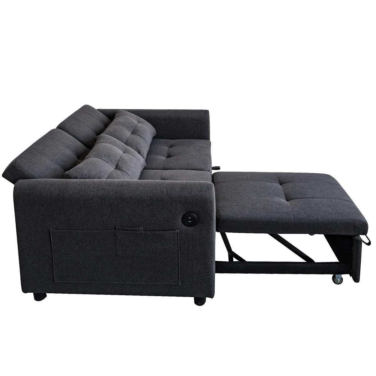 DOPPELSCHLAFSOFA 142x85x83cm aus Leinen 3-in-1, grau - Grau, Textil (85/142cm) - Luhomfu