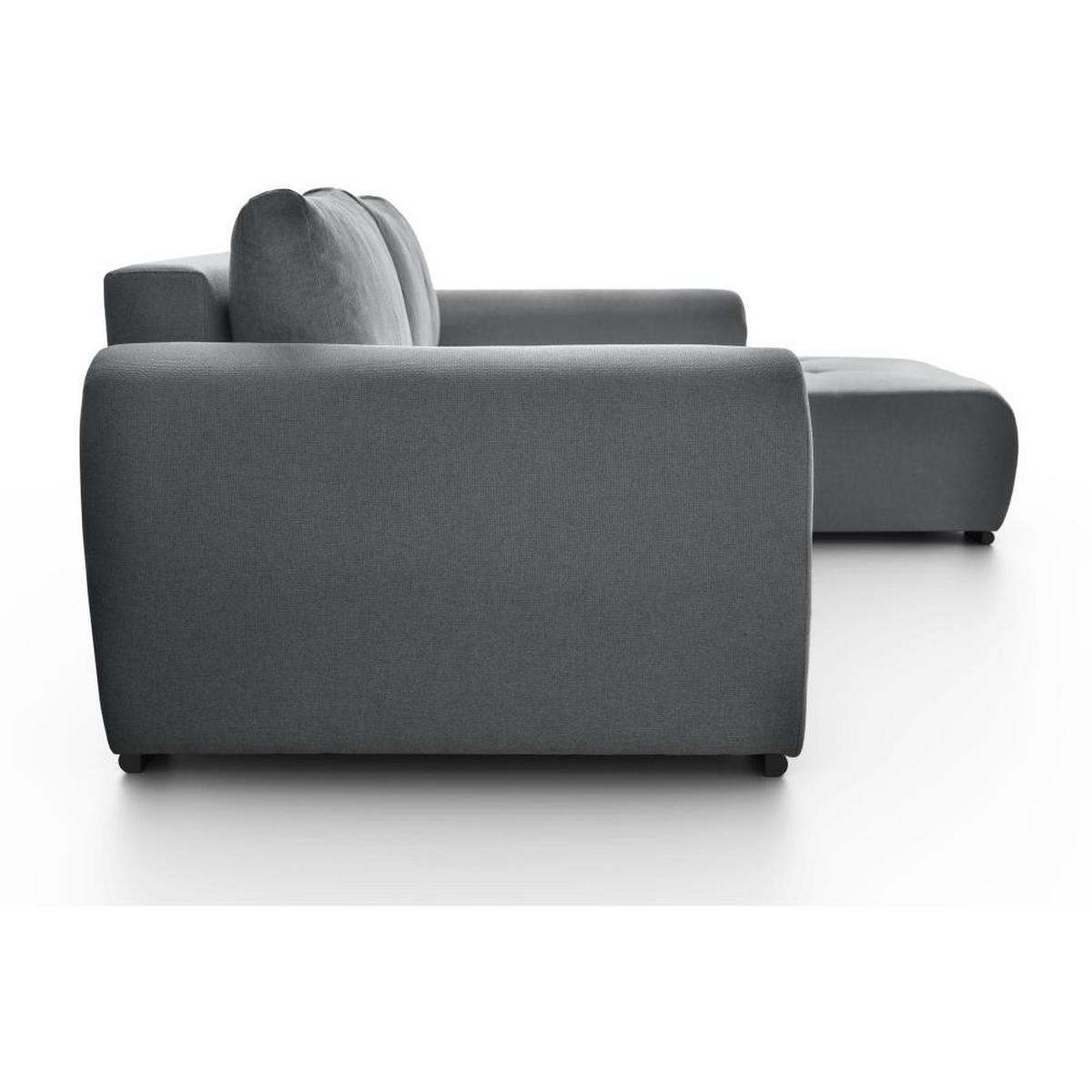 ECKSCHLAFSOFA Diana mt Bettkasten grau rechts - Schwarz/Grau, Textil (255/175cm) - Beautysofa