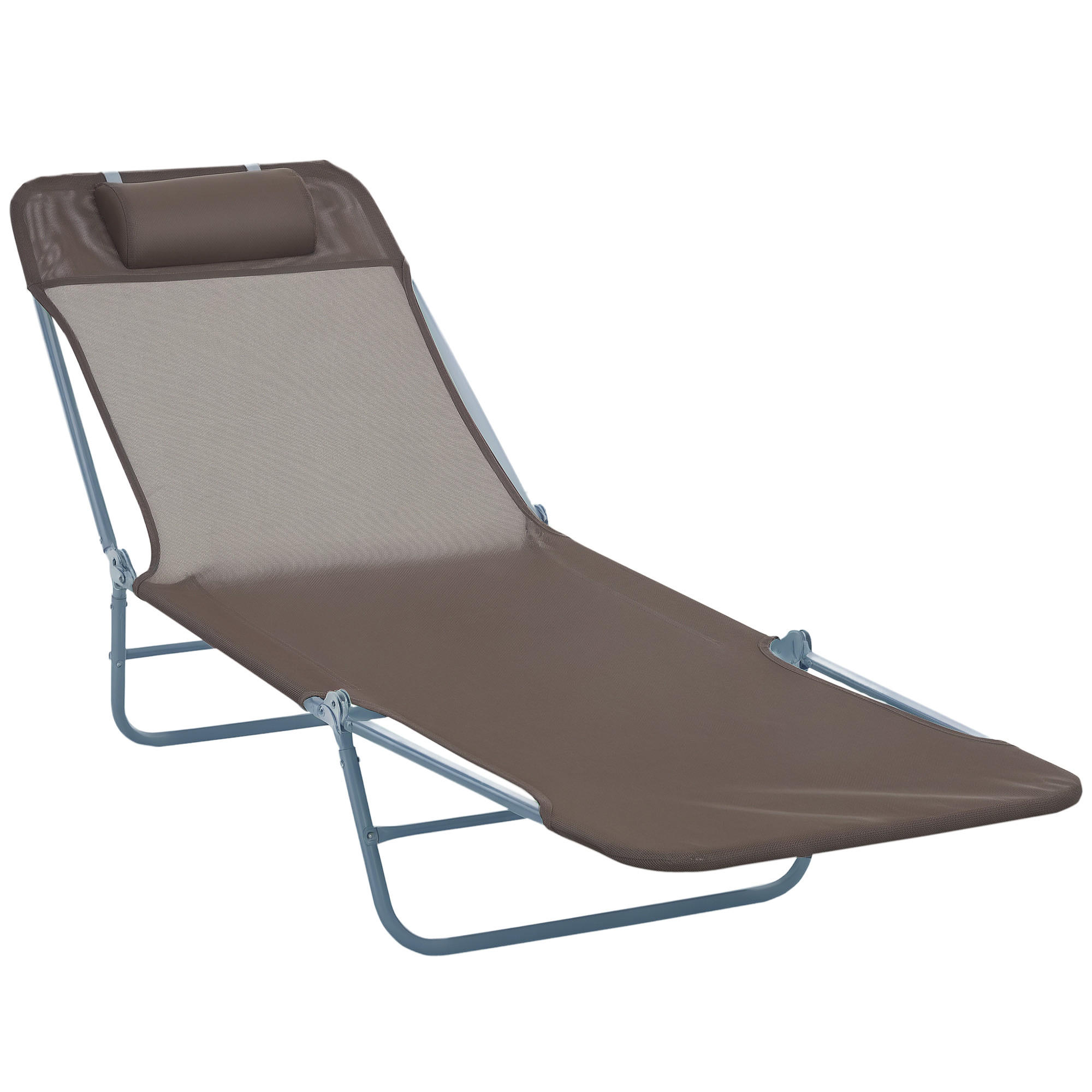 SONNENLIEGE klappbar verstellbar Gartenliege Liegestuhl Kopfkissen 5-Fach 120kg Braun - Braun, Metall (182/28/56cm)