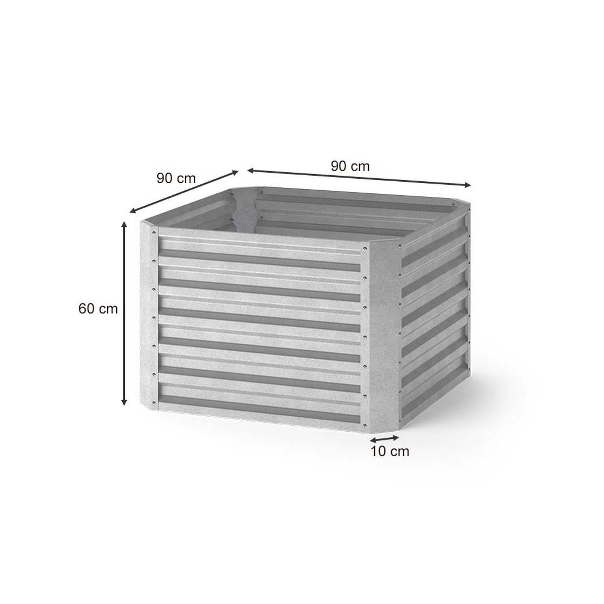 HOCHBEET Silber 90 x 90 cm - Silberfarben, Metall (90/60/90cm) - OK-Living