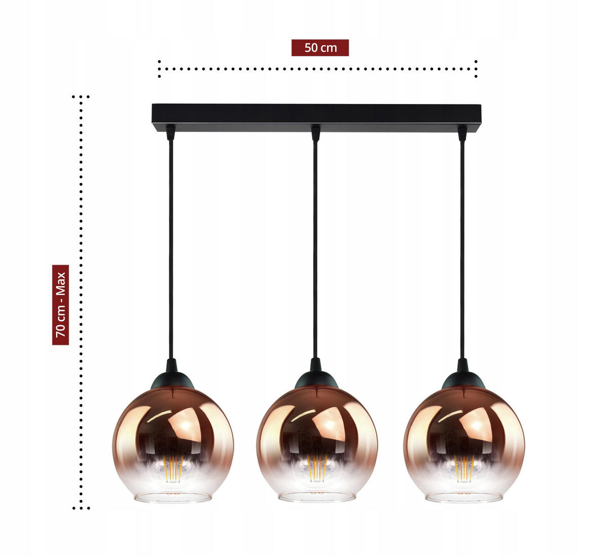 PENDELLEUCHTE MASUR - Transparent/Goldfarben, Glas/Metall (15/60/80cm) - kiki design