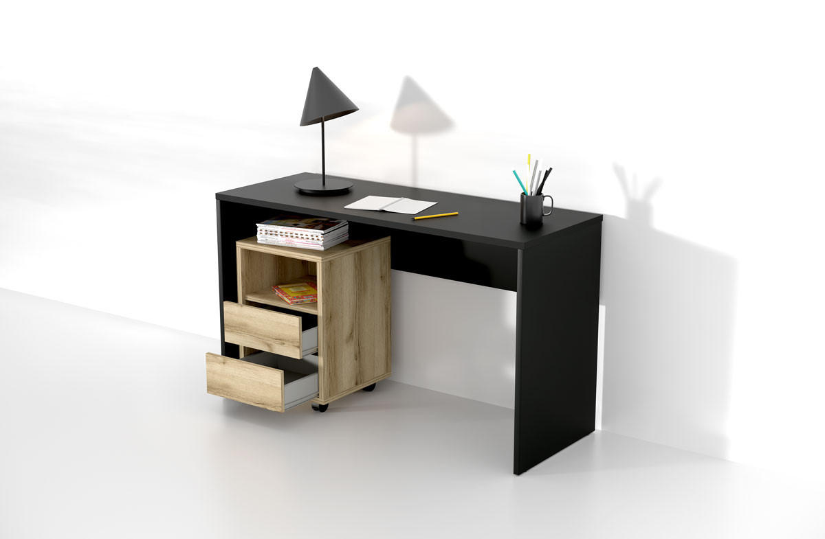 SCHREIBTISCH AMATO 130x50x75 cm Bürotisch Computertisch, Schwarz - Schwarz, Holzwerkstoff (50/130/75cm) - MASSENO