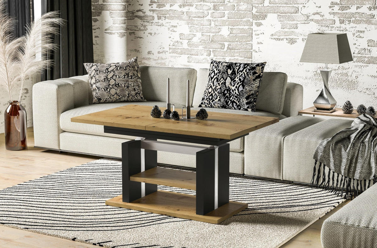 COUCHTISCH Dior höhenverstellbar ausziehbar bis 170 cm - Eiche Artisan, Holzwerkstoff (110/65/58cm) - Endo-Moebel
