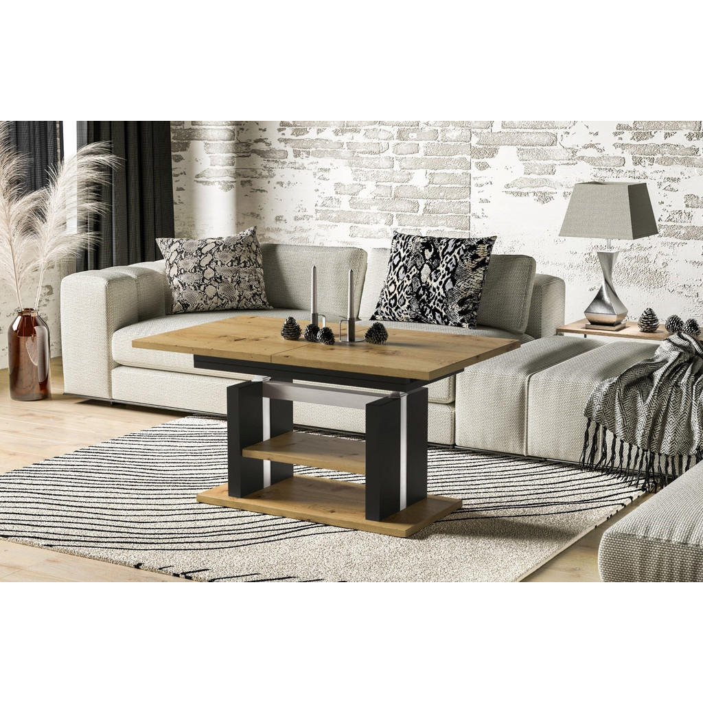 Thumbnail - Endo-Moebel Couchtisch, Eiche Artisan, Holzwerkstoff, Rechteckig,Rechteckig, 65x58x110 cm, Wohnzimmer, Wohnzimmertische,...