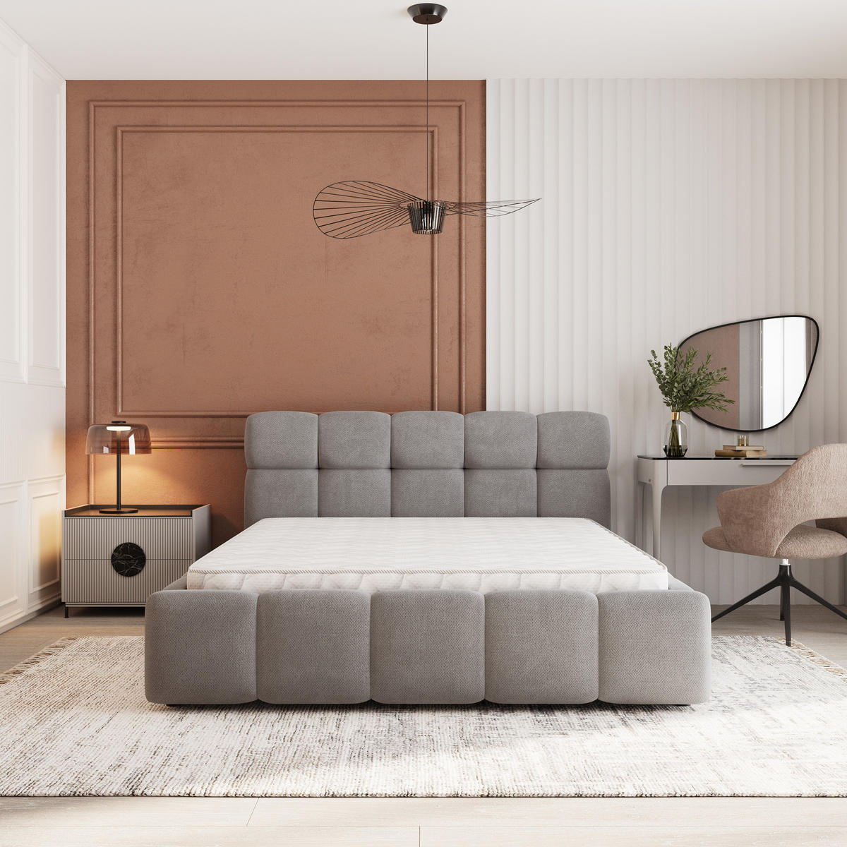 POLSTERBETT FARU SR 180x200 cm mit Bettkästen - Grau - Grau, Holz (180/200cm) - MASSENO