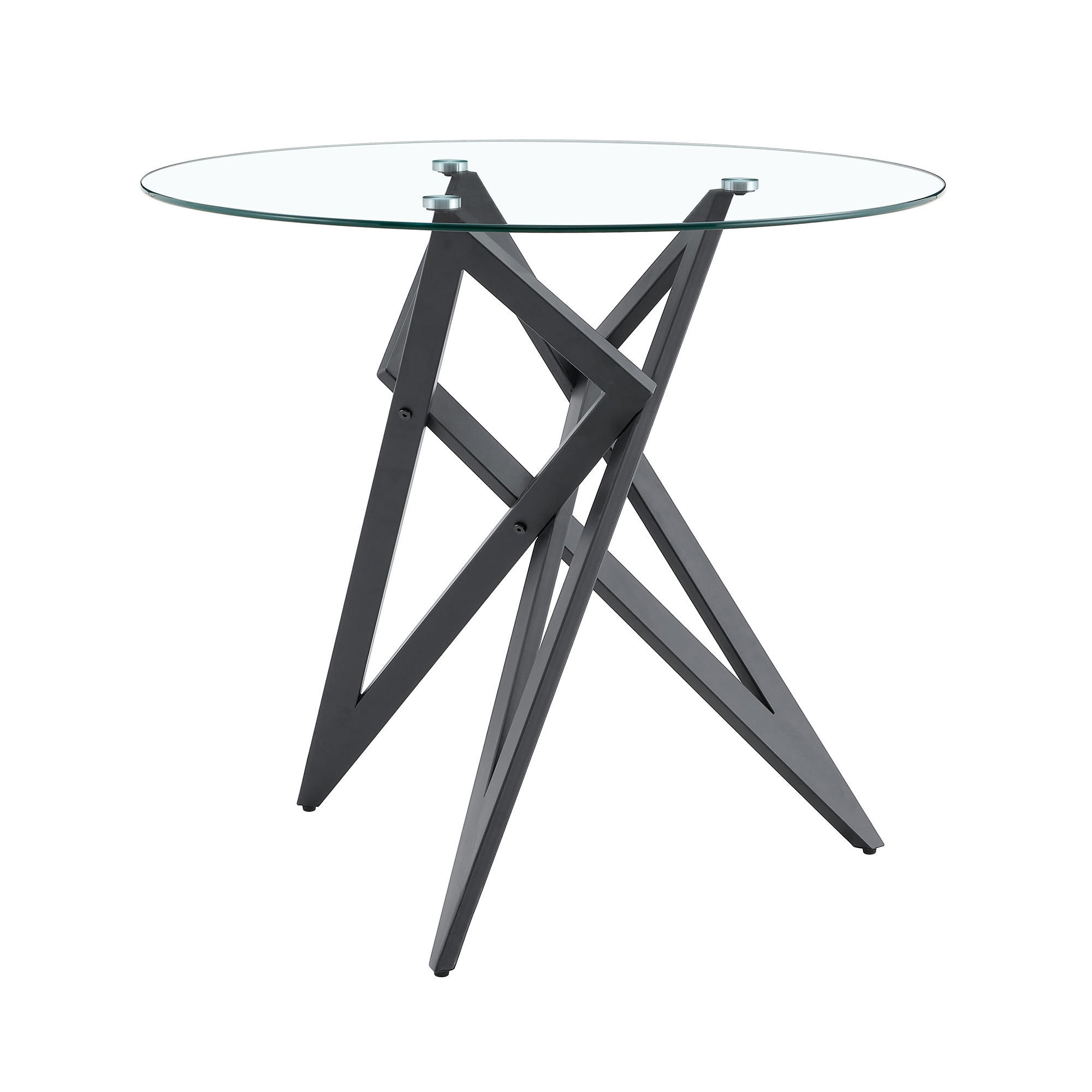 BEISTELLTISCH Rund 85 cm mit Glasplatte DE-40043 Silber - Schwarz, Metall (85/85/75.7cm) - ComfortXL