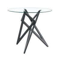 BEISTELLTISCH Rund 85 cm mit Glasplatte DE-40043 Silber - Schwarz, Metall (85/85/75.7cm) - ComfortXL