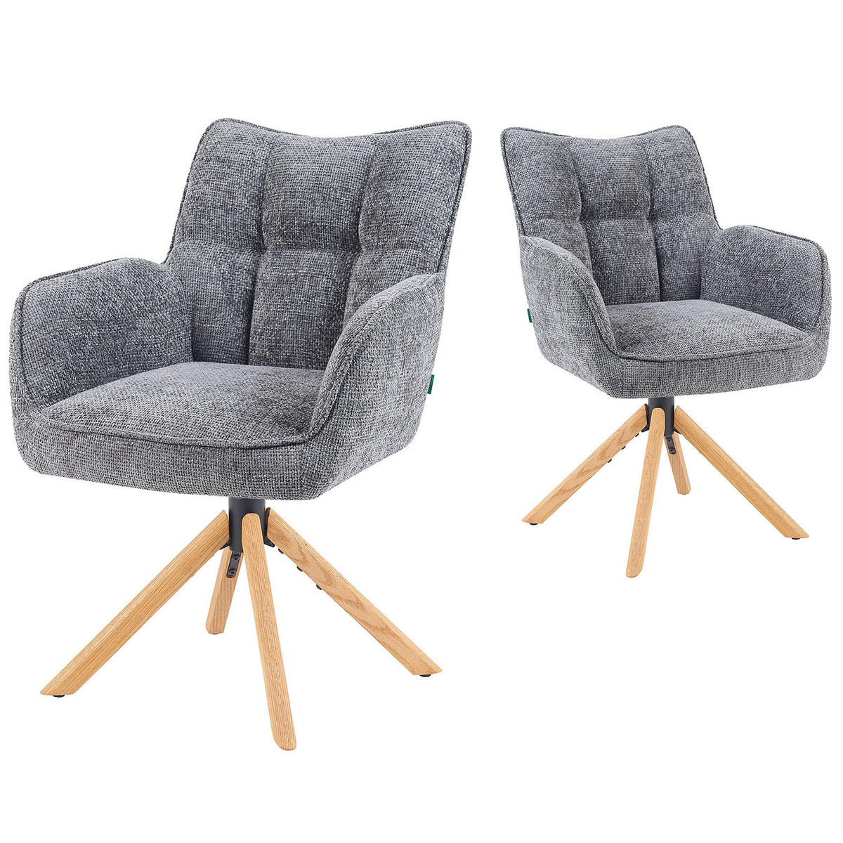 DREHSTUHL Mika-Ida - Honigeiche/Grau, Eichenholz/Holz (59/84/66cm) - DUBI Möbel