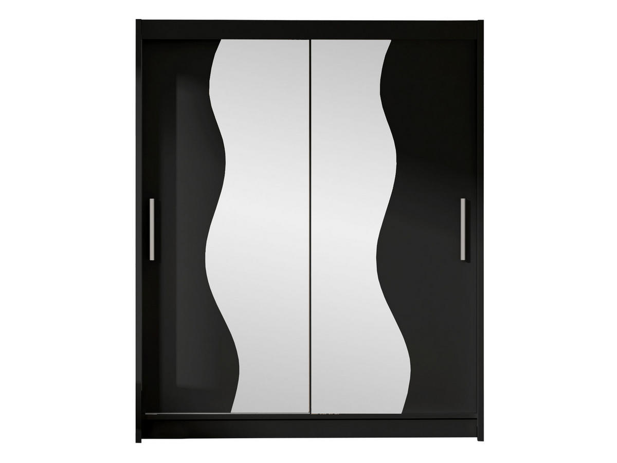 SCHWEBETÜRENSCHRANK Westa S - Silberfarben/Schwarz, Holzwerkstoff/Metall (150/200/58cm) - MIRJAN24