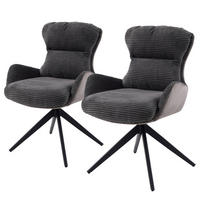 ARMLEHNENSTUHL - 2er-Set - Schwarz, Textil/Metall (58/88/68cm) - home24