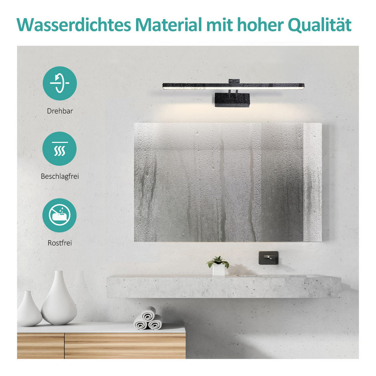 SPIEGELLEUCHTE LED Schwarz 4200K Schwarz 40,4/17,1/4 cm - Schwarz, Kunststoff (17/40/4cm) - EMKE