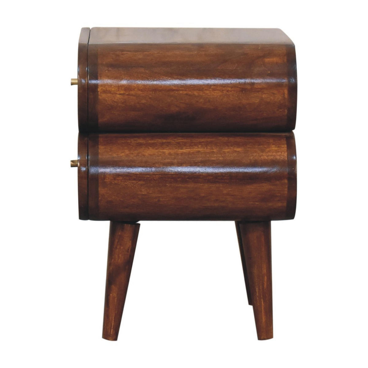 NACHTTISCH mit zwei Schubladen, nordischen Beinen, in Braun. - Messingfarben/Braun, Mangoholz/Holz (45/50/35cm) - Artisan Furniture