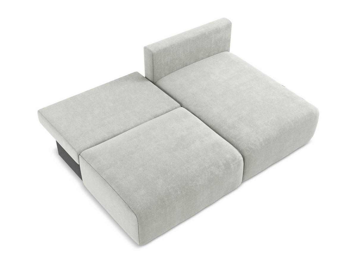 ECKSOFA mit Schlaffunktion rechts Chenille Stoff Grau - Hellgrau/Schwarz, Kunststoff/Textil (210/149cm) - Makamii