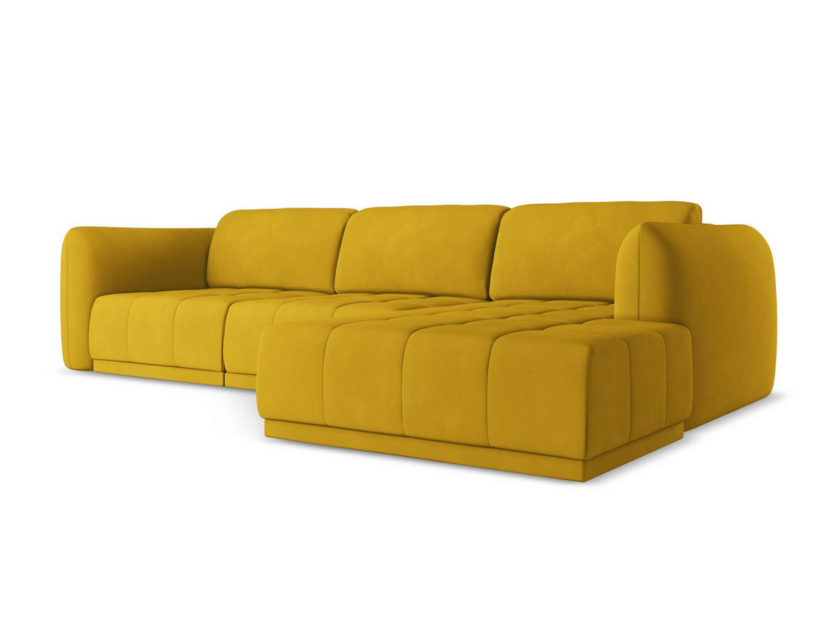 ECKSOFA Rechts Chenille Stoff Gelb - Currygelb/Gelb, Kunststoff/Textil (290/170cm) - Makamii