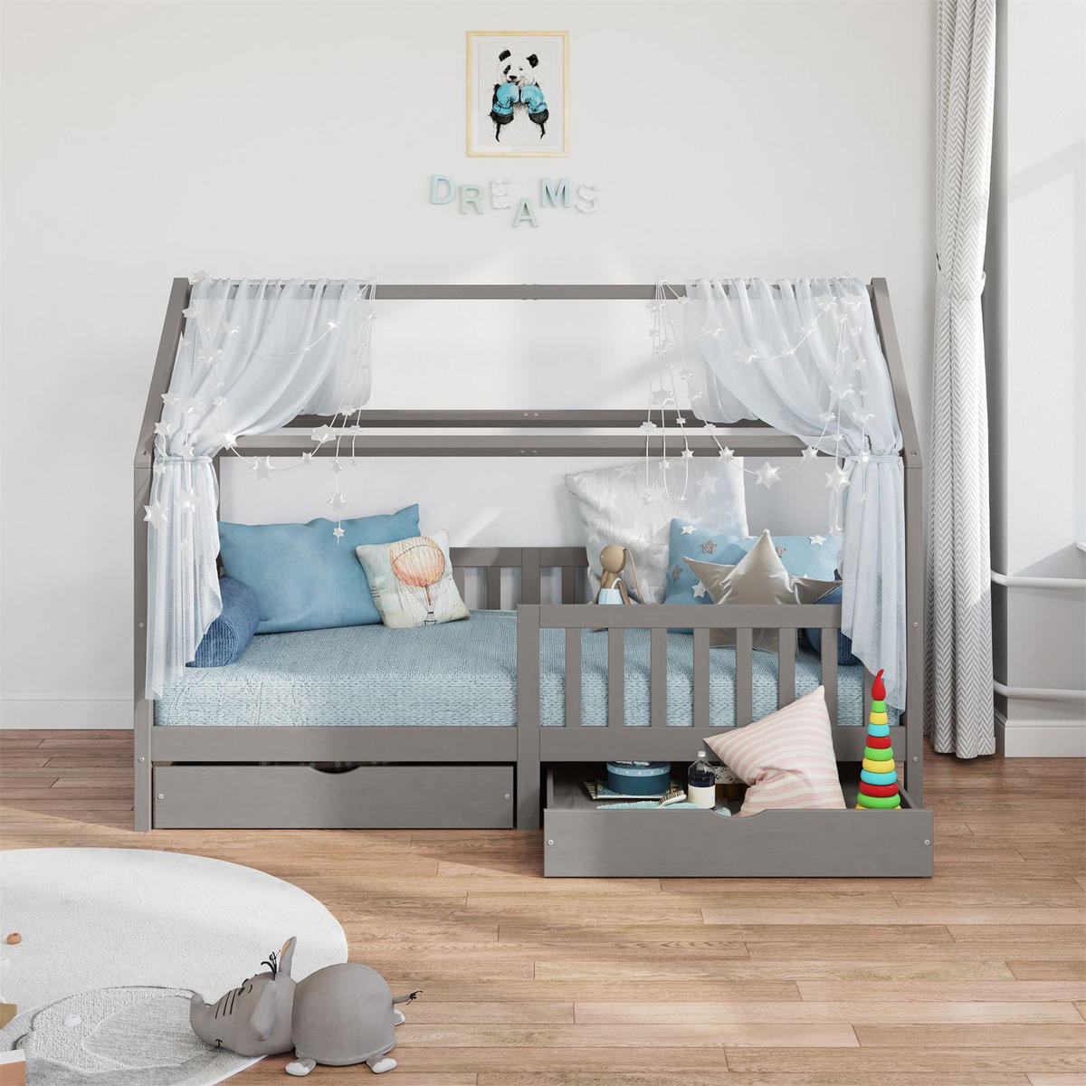 HAUSBETT NUNA 90X200 CM - Grau, Holz (96/145/207cm) - IDIMEX