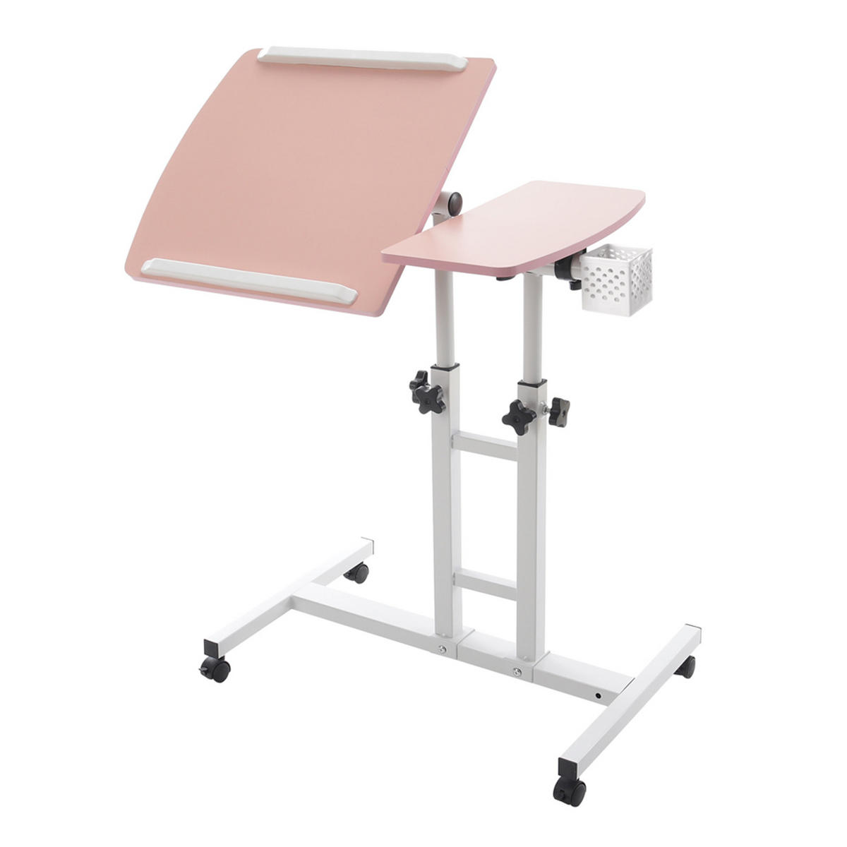 LAPTOPTISCH mit Rollen in Rosa Höhen- und Winkelverstellbarer mobiler - Pink, Metall (40/44/89cm) - Livingandhome